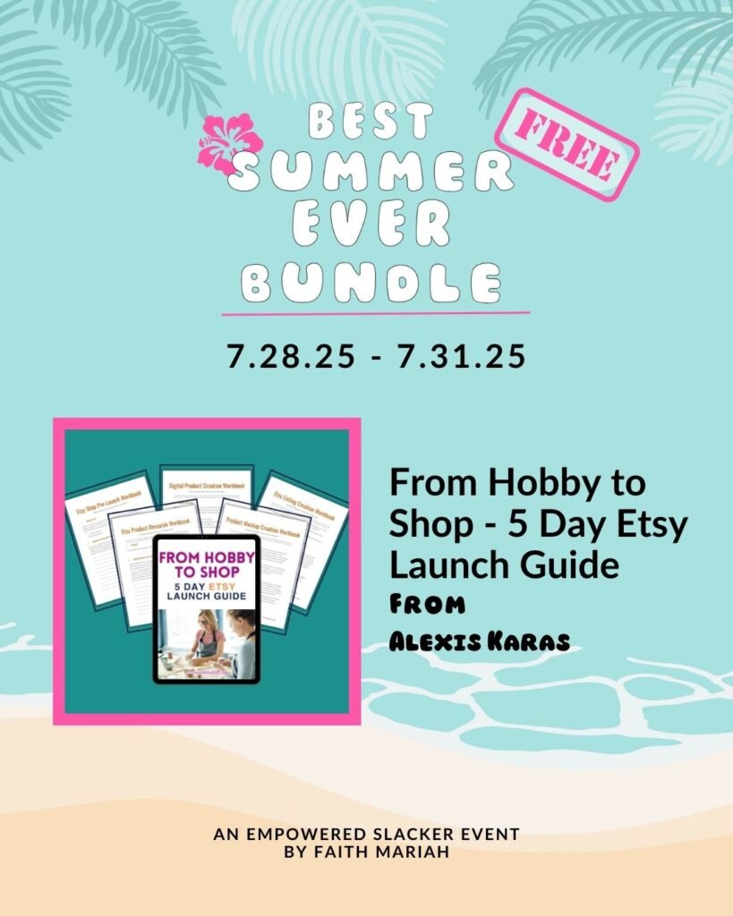 Best Summer Ever Bundle by Faith Mariah with the Hobby to Shop Launch Challenge displayed and small thumbnails of each workbook
